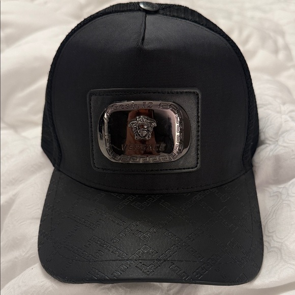Versace Other - Versace Black Hat with Silver Medusa Emblem